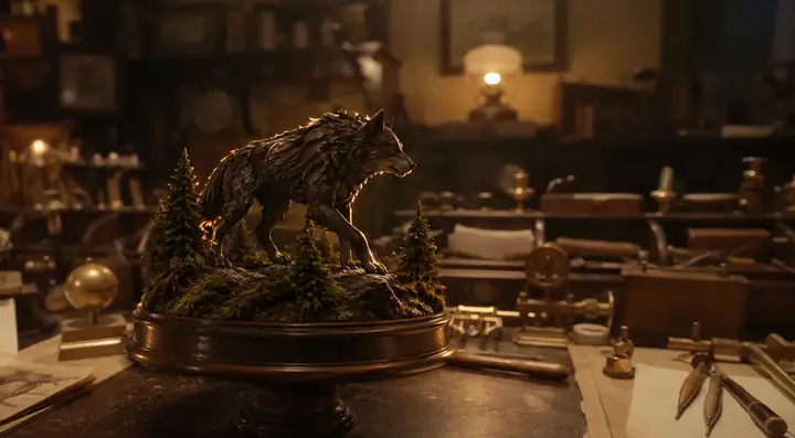 A cinematic interior scene
