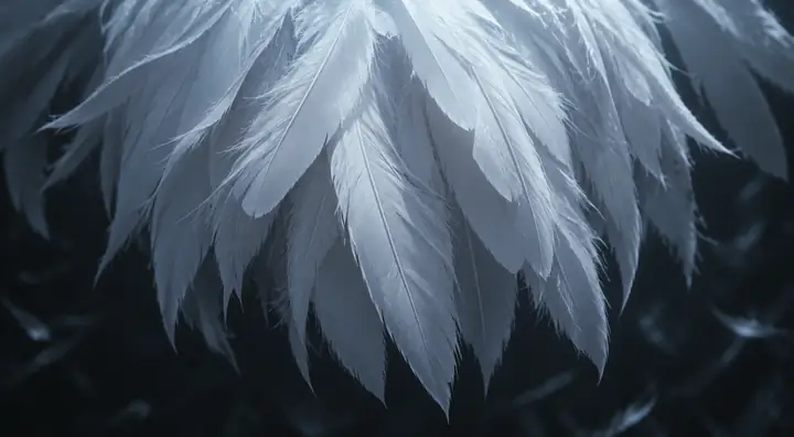 A close-up of pale feathers